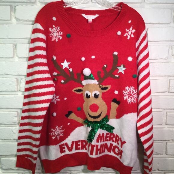 Ugly Christmas Sweater Reindeer Themed Juniors XXXL/3X/21 - Picture 1 of 5
